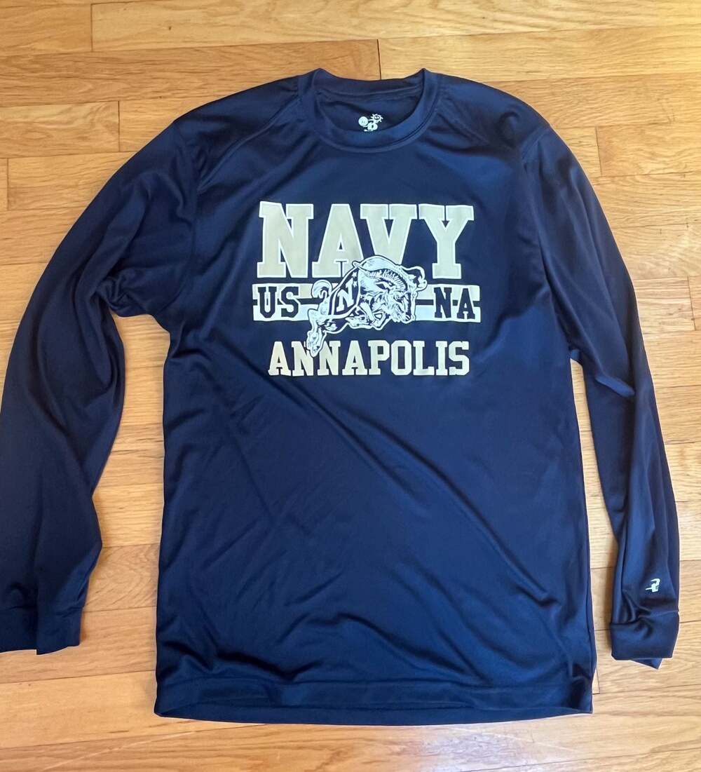 Badger Sport Navy USNA Annapolis Long Sleeve Performance UV Shirt, Youth XL